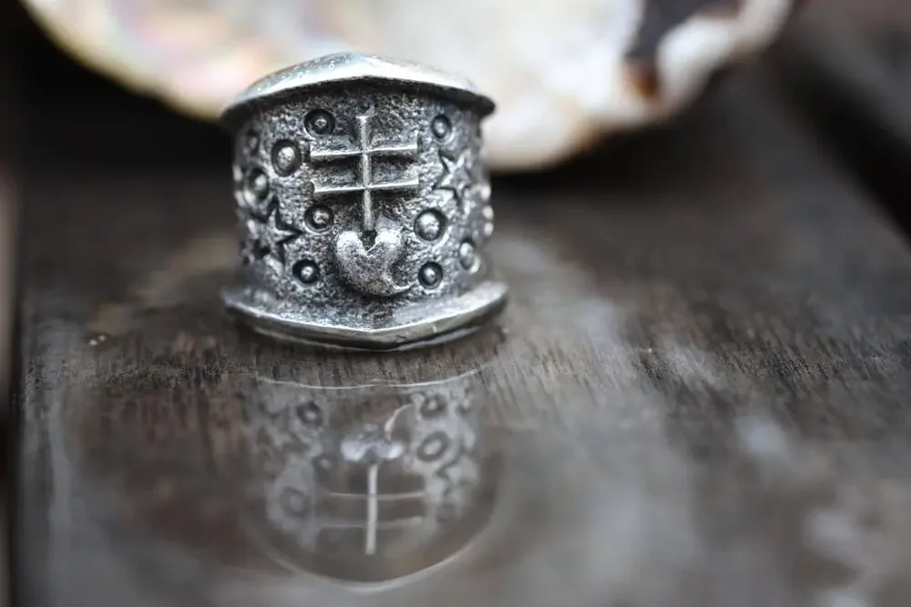 Kevin Yazzie Navajo | Tufa Cast Pueblo Cross Ring Size 8 | Native American